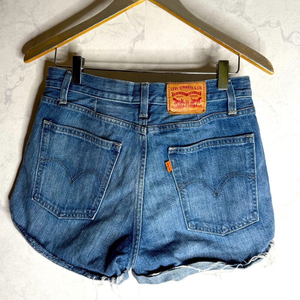 Levi’s high-waisted orange tab Jean shorts